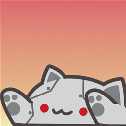 The autocat logo: a gray robot Bongo Cat on a peach background