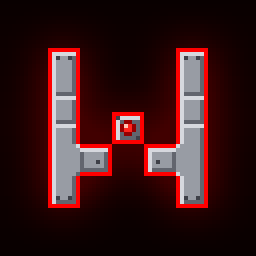 The autoshaper logo: a metal pixel-art H with a red eye in the middle